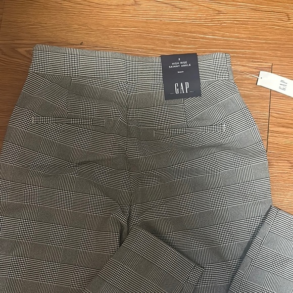 Brand New With Tags GAP Checkered Gray High Rise Skinny Ankle Trousers Size 2 - Picture 2 of 12